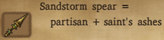 Sandstorm Spear Alchemy Recipe